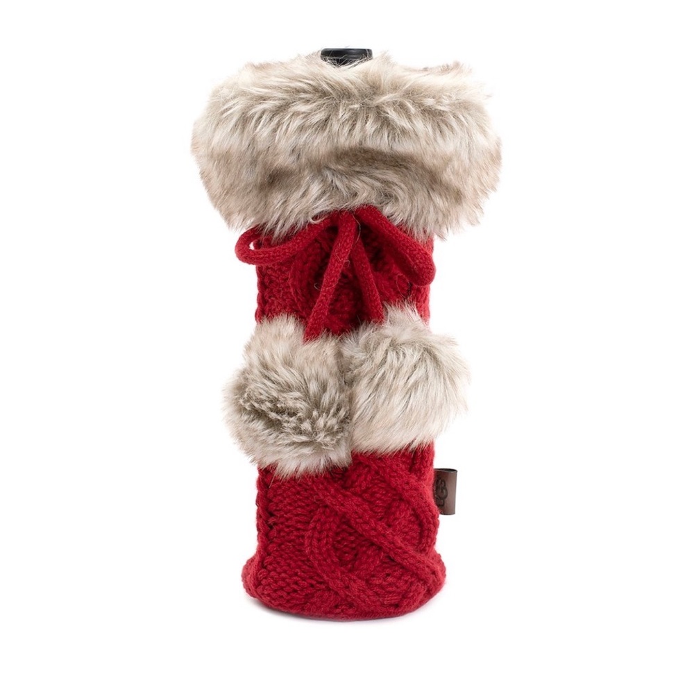 UGG knit/faux fur embellished wine bottle slip NWT